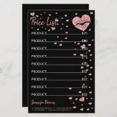 Zwarte Glitter Heart Lip Lipstick Makeup prijslijs Briefpapier (Voorkant / Achterkant)