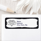 Zwarte Glitter Infinity Heart Adresetiketten Etiket (Insitu)