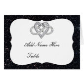 Zwarte Glitter Infinity Heart Table Place Card (Voorkant Horizontaal)