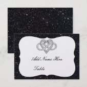 Zwarte Glitter Infinity Heart Table Place Card Kaart (Voorkant / Achterkant)