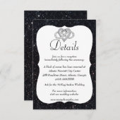 Zwarte Glitter Infinity Heart Weddenschap - Gegeve Informatiekaartje (Voorkant / Achterkant)