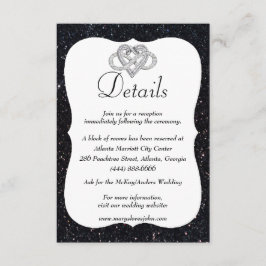 Zwarte Glitter Infinity Heart Weddenschap - Gegeve Informatiekaartje