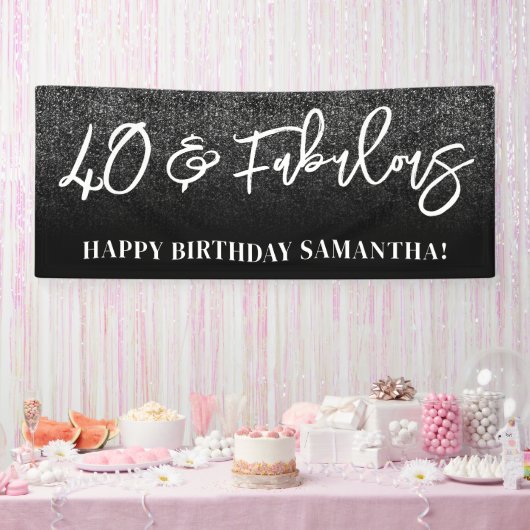 Zwarte Glitter Kleur Blok 40 en Fabulous Spandoek (Feest)
