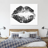 Zwarte Glitter Lips #2 Canvas Afdruk (Insitu (Slaapkamer))