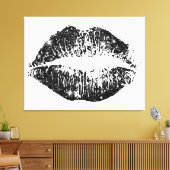 Zwarte Glitter Lips #2 Canvas Afdruk (Insitu (Woonkamer))