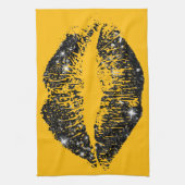 Zwarte Glitter Lips #2 Theedoek (Verticaal)