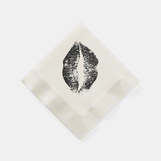 Zwarte Glitter Lips #3 Servetten (Hoek)