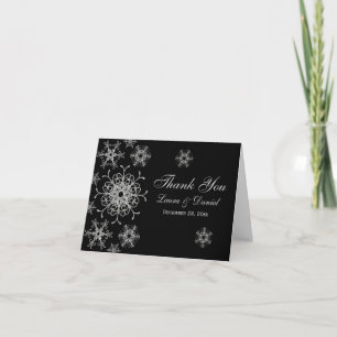 Zwarte, Glitter LOOK Sneeuwvlokken Dank U Kaart