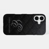Zwarte Glitter Monogram iPhone 16 Hoesje (Achterkant horizontaal)