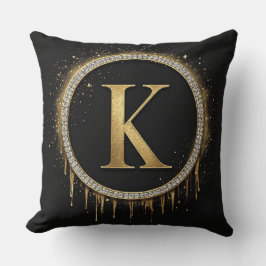 Zwarte Glitter Monogram Letter K Aandenken Geschen Kussen