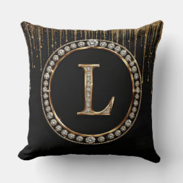 Zwarte Glitter Monogram Letter L Branding Gebruik Kussen