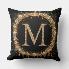 Zwarte Glitter Monogram Letter M Voor Minimaal Sti Kussen