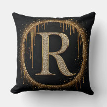 Zwarte Glitter Monogram Letter R Voor Koninklijke 