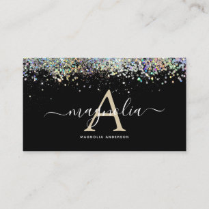 Zwarte Glitter Monogram Sparkle Visitekaartje