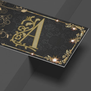 Zwarte Glitter Monogram Visitekaartje