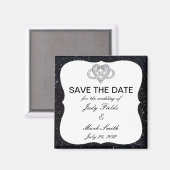 Zwarte Glitter Oneindigheid Hart Save The Date Mag Magneet (Voorkant / Achterkant)