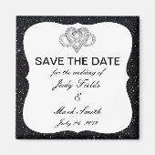 Zwarte Glitter Oneindigheid Hart Save The Date Mag Magneet (Voorkant)
