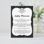 Zwarte Glitter Oneindigheid Hart Veiligheidsmaatre Informatiekaartje (Staand voorkant)