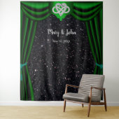 Zwarte Glitter Oneindigheidshart Groene Gordijn Ac Wandkleed (In situ)