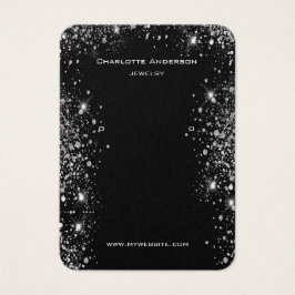 Zwarte glitter oorringen sierjuwelen fotokaart visitekaartje