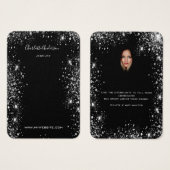 Zwarte glitter oorringen sierjuwelen fotokaart visitekaartje (Voorkant /achterkant)