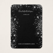 Zwarte glitter oorringen sierjuwelen fotokaart visitekaartje (Voorkant)