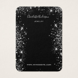 Zwarte glitter oorringen sierjuwelen fotokaart visitekaartje