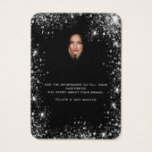 Zwarte glitter oorringen sierjuwelen fotokaart visitekaartje (Achterkant)