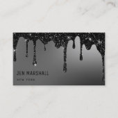 zwarte glitter op grijs visitekaartje (Voorkant)