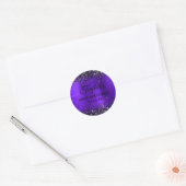 Zwarte Glitter Paarse Folie 50e Verjaardag Ronde Sticker (Envelop)