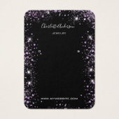 Zwarte glitter paarse oorenkaart visitekaartje (Voorkant)