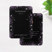 Zwarte glitter paarse oorenkaart visitekaartje (Bureau)
