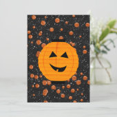 Zwarte Glitter & Pompoenlantaarn Kaart (Staand voorkant)