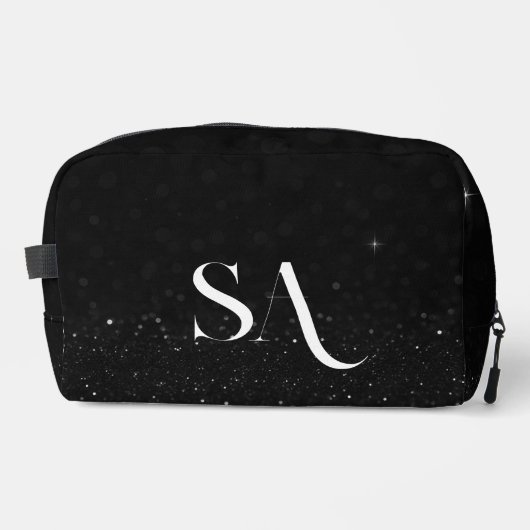 Zwarte Glitter Print Cut Naaien Canvas tas met Ini (Voorkant)