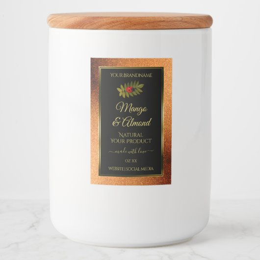 Zwarte Glitter-productlabels koper met Ladybug Voedselcontainer Etiket (Voorkant)