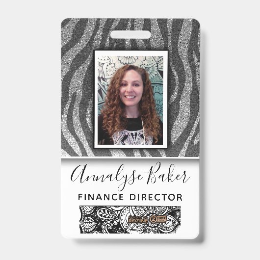 Zwarte Glitter Professional CNA Zuster Fotonaam Badge (Front)