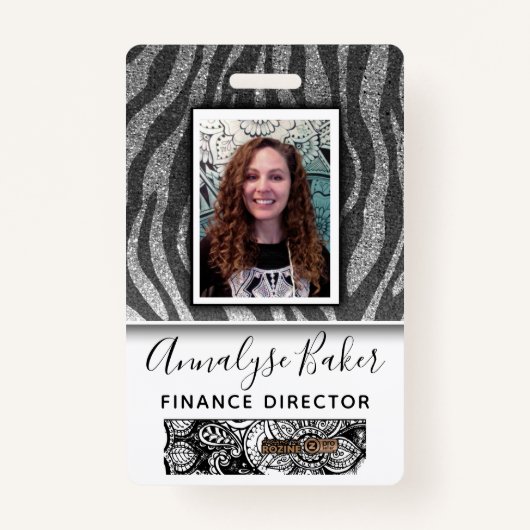 Zwarte Glitter Professional CNA Zuster Fotonaam Badge (Voorkant)