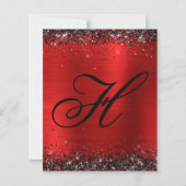 Zwarte Glitter Rode Folie Monogram 50ste Verjaarda (Achterkant)