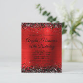 Zwarte Glitter Rode Folie Monogram 50ste Verjaarda (Staand voorkant)