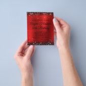 Zwarte Glitter Rode Folie Monogram 50ste Verjaarda Flyer (Hand)