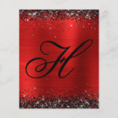 Zwarte Glitter Rode Folie Monogram 50ste Verjaarda Flyer (Achterkant)