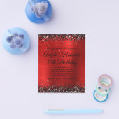 Zwarte Glitter Rode Folie Monogram 50ste Verjaarda Flyer (Enkel)