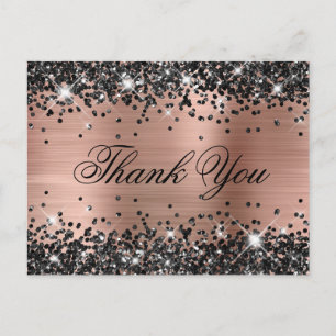 Zwarte Glitter Roze Gouden Folie Fancy Dank Je Briefkaart