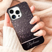 Zwarte Glitter Schittering Aangepaste Naam Case-Mate iPhone Case