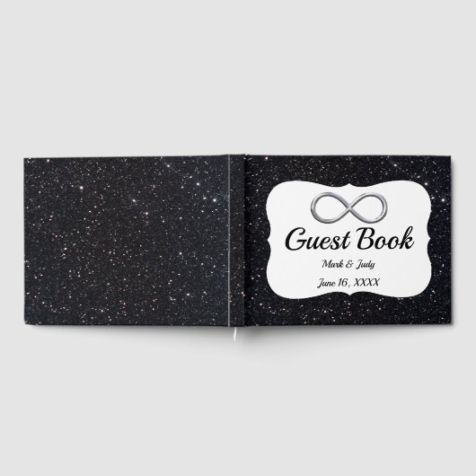 Zwarte Glitter Silver Infinity-gids Gastenboek (Volledig)