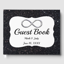 Zwarte Glitter Silver Infinity-gids Gastenboek