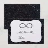 Zwarte Glitter Silver Infinity Table Place Card Kaart (Voorkant / Achterkant)