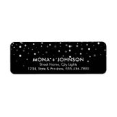 Zwarte Glitter Sparkle Confetti Stippen Moderne Etiket (Voorkant)