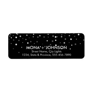 Zwarte Glitter Sparkle Confetti Stippen Moderne Etiket