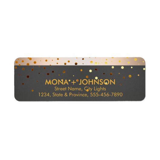 Zwarte Glitter Sparkle Confetti Stippen Moderne Etiket (Voorkant)